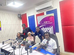 Fante Wikimedians speaking during a Radio Windy Bay programme